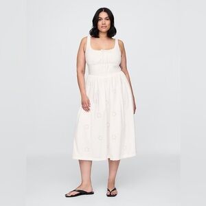 NWT! Gap White Eyelet Scoop Neck Midi Dress - Size XL 🎮